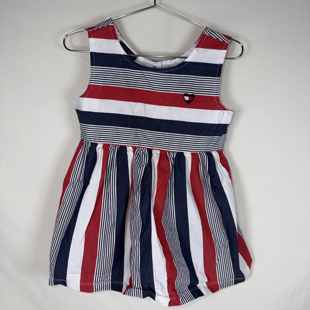 Tommy Hilfiger Sleeveless Striped Peplum Americana Girl's Dress 6T